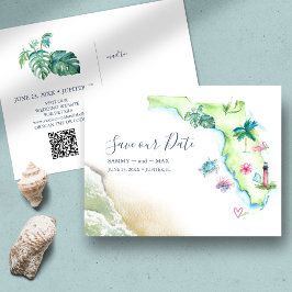Save the Date Hochzeit in Urlaubsort Florida Karte