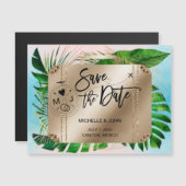 Save the Date Hochzeit in Urlaubsort Weltkarte Magnetkarte (Vorne/Hinten)