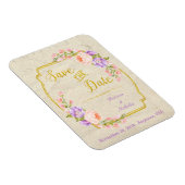 Save the Date Hochzeit mit Blumen und Gold Magnet (Rechte Seite)