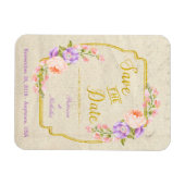 Save the Date Hochzeit mit Blumen und Gold Magnet (Horizontal)