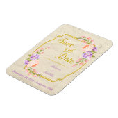 Save the Date Hochzeit mit Blumen und Gold Magnet (Linke Seite)