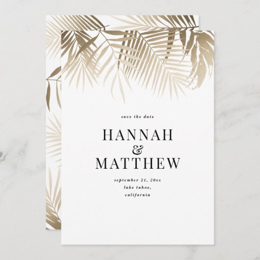 Save the Date Hochzeit mit Palmenblättern (Vorne/Hinten)