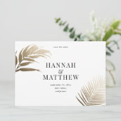 Save the Date Hochzeit mit Palmenblättern (Stehend Vorderseite)