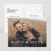 Save the Date Hochzeit moderner Typografie-Fotos Ankündigungspostkarte (Vorne/Hinten)