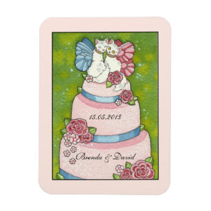 Save the Date Hochzeit Niedlich Cat Cake Topper Ma Magnet