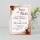 Save the Date Hochzeit Pampas Grass Rose Gold Folieneinladung (Stehend vorne)
