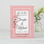 Save the Date Hochzeit Rosa Blume Elegant Schlicht (Stehend Vorderseite)