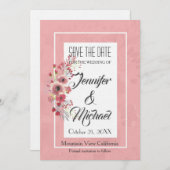 Save the Date Hochzeit Rosa Blume Elegant Schlicht (Vorne/Hinten)