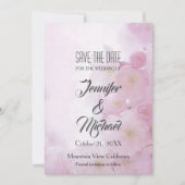 Save the Date Hochzeit Rosa Blume Elegant Schlicht (Vorderseite)