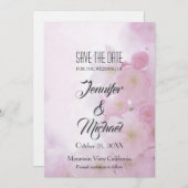 Save the Date Hochzeit Rosa Blume Elegant Schlicht (Vorne/Hinten)