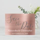 Save the Date Hochzeit Rose Gold Pink Foil (Stehend Vorderseite)