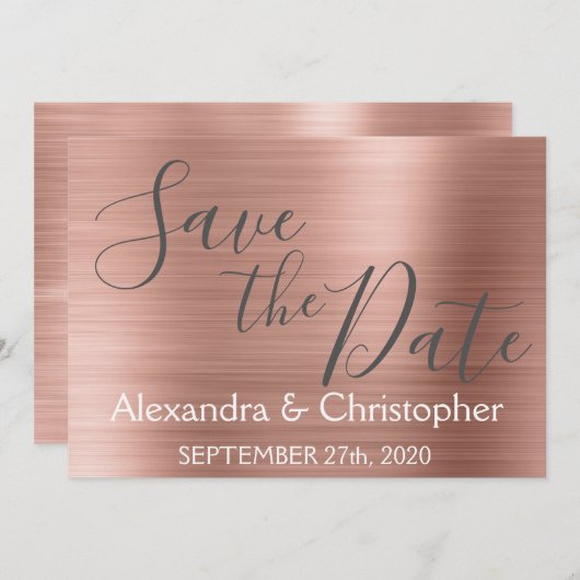 Save the Date Hochzeit Rose Gold Pink Foil (Vorne/Hinten)