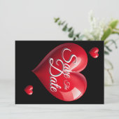 Save The Date Hochzeit Rot 3 Herzen Einladung (Stehend Vorderseite)