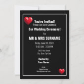 Save The Date Hochzeit Rot 3 Herzen Einladung (Rückseite)
