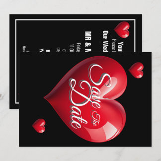 Save The Date Hochzeit Rot 3 Herzen Einladung