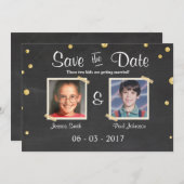 Save the Date Hochzeit Rustikales Chalkboard Gold  Einladung (Vorne/Hinten)