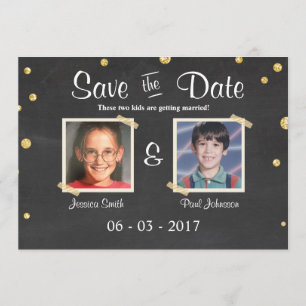 Save the Date Hochzeit Rustikales Chalkboard Gold Einladung
