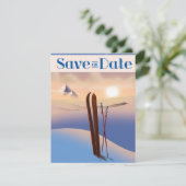 Save the Date Hochzeit Vintag Ski (Stehend Vorderseite)