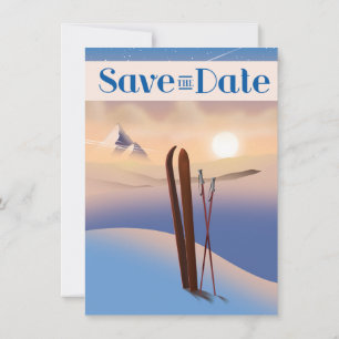 Save the Date Hochzeit Vintag Ski Einladung