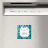 Save the Date Hochzeit Vintages Blumenmuster Blau Magnet (In Situ (Geschirrspüler))