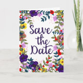 Save the Date Hochzeit Vintages Blumenriff (Vorderseite)