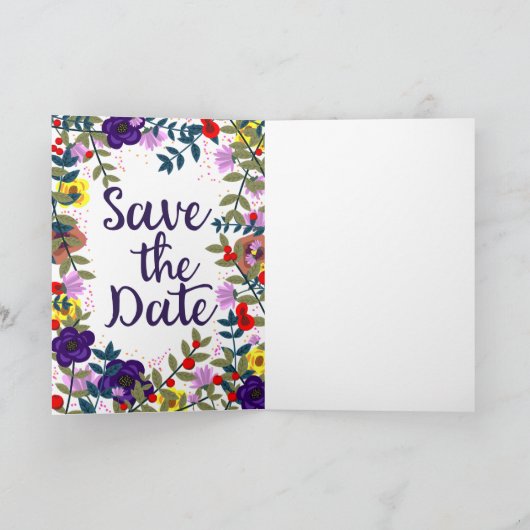 Save the Date Hochzeit Vintages Blumenriff (Innenseite)