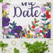 Save the Date Hochzeit Vintages Blumenriff Geschirrtuch (Gefaltet)