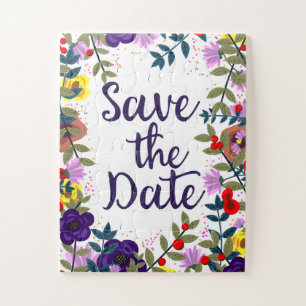 Save the Date Hochzeit Vintages Blumenriff Puzzle