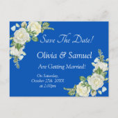 Save the Date - Hochzeit von Cobalt Blue & White R Ankündigungspostkarte (Vorderseite)