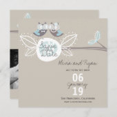 Save the Date Hochzeit von Niedlichen Eulen auf Zw (Vorne/Hinten)