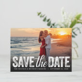 Save the Date Hochzeit von Not leidender Script-Fo Einladung (Stehend Vorderseite)