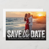 Save the Date Hochzeit von Not leidender Script-Fo Einladung (Vorne/Hinten)