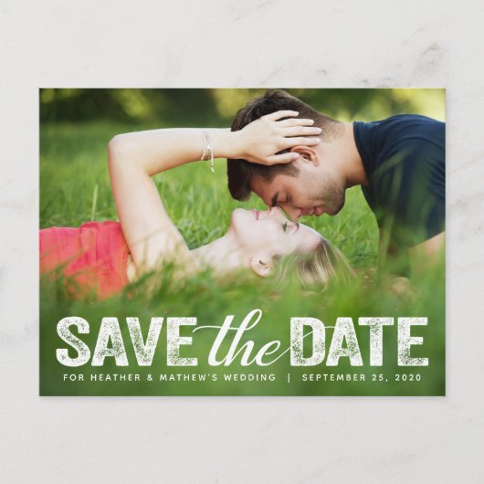 Save the Date Hochzeit von Not leidender Script-Fo Postkarte (Vorderseite)