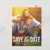 Save the Date Hochzeit von Not leidender Script-Fo Postkarte (Vorne/Hinten)
