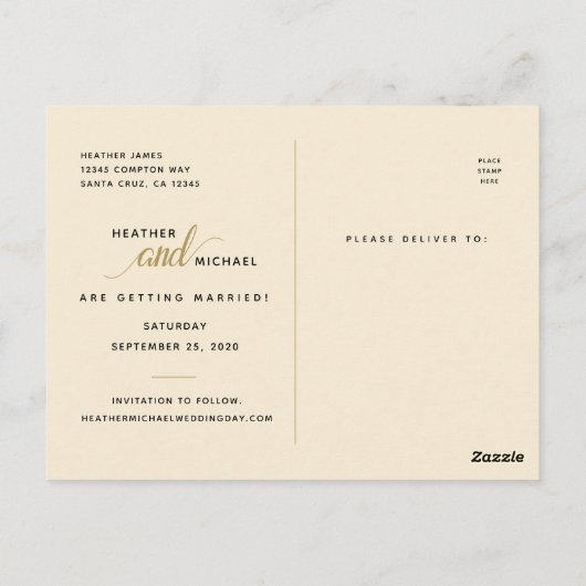 Save the Date Hochzeit von Not leidender Script-Fo Postkarte (Rückseite)