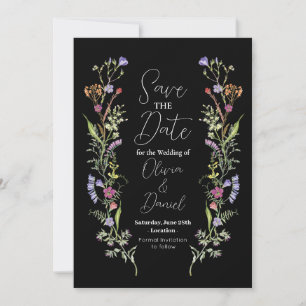 Save the Date Hochzeit Wildblume Blumendark