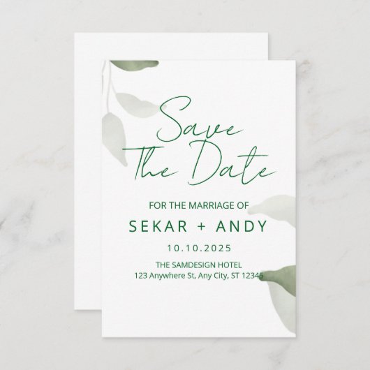 Save the Date Hochzeitblatt (Vorne/Hinten)