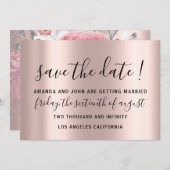 Save the Date Hochzeitbriefe Rose Rosa Silber (Vorne/Hinten)