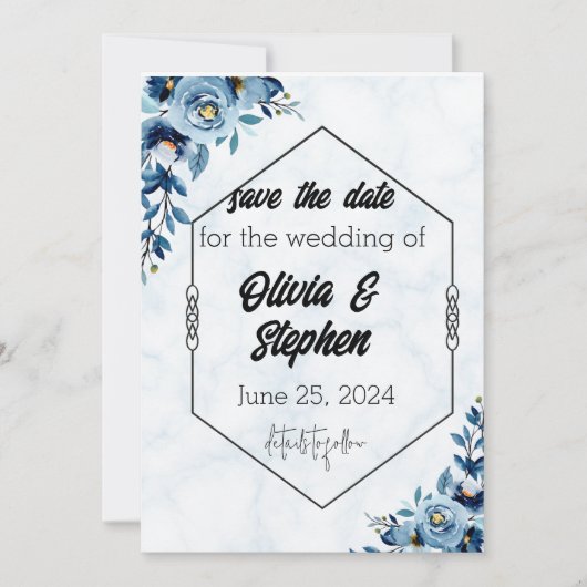 Save the Date - Hochzeiten/blaue Rose Einladung (Vorderseite)