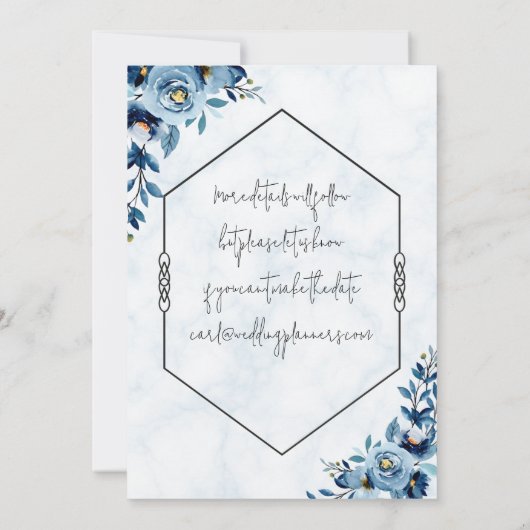 Save the Date - Hochzeiten/blaue Rose Einladung (Rückseite)