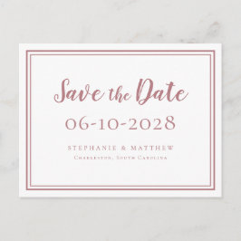 Save the Date Hochzeiten Dusty Rose Einfache Moder Ankündigungspostkarte