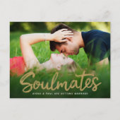 Save the Date Hochzeithandgeschriebene Script-Foto Postkarte (Vorderseite)