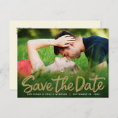 Save the Date Hochzeithandgeschriebene Script-Foto Postkarte (Vorne/Hinten)
