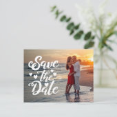 Save the Date Hochzeithandgeschriebenes Skript-Fot Postkarte (Stehend Vorderseite)