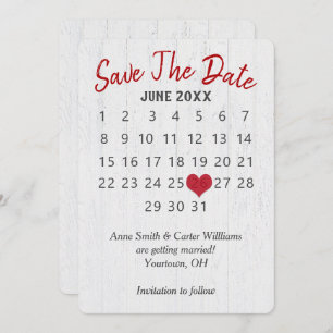 Save the Date Hochzeitkalender auf Holz Einladung