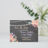 Save the Date Hochzeitkarte Pfirsichhalle Blume (Stehend Vorderseite)