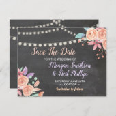 Save the Date Hochzeitkarte Pfirsichhalle Blume (Vorne/Hinten)
