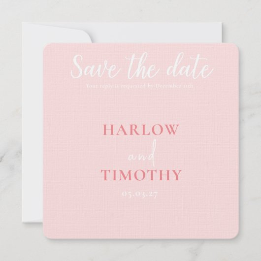 Save the Date Hochzeitkarte Rosa QR-Code (Vorderseite)