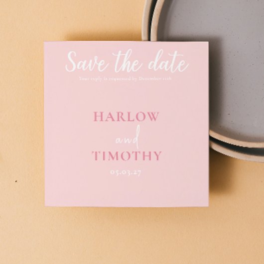 Save the Date Hochzeitkarte Rosa QR-Code