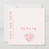 Save the Date Hochzeitkarte Rosa Rosa QR-Code (Vorderseite)